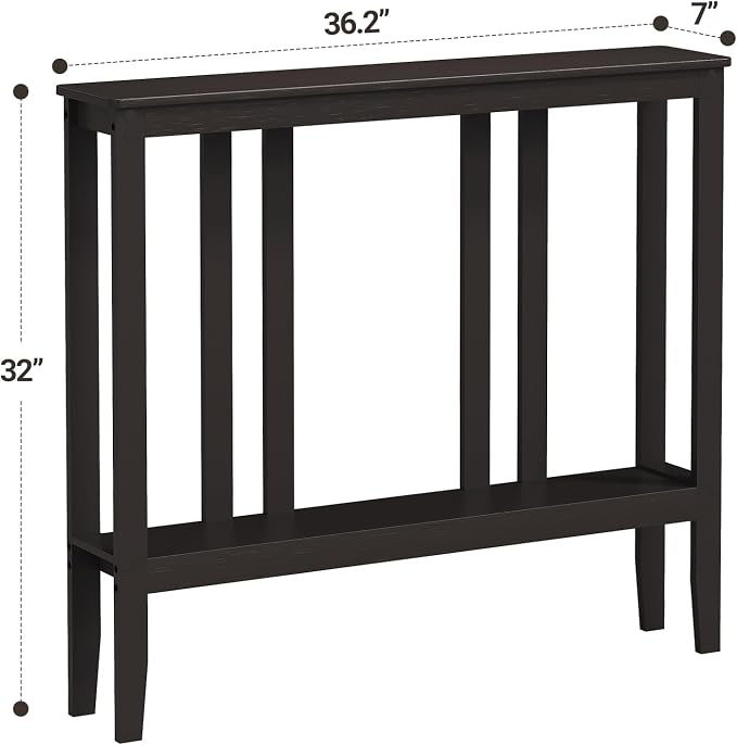 ELYKEN Bamboo 2-Tier Narrow Console Table, 36.2" Long Slim Sofa Table Behind Couch for Entryway, Hallway, Living Room, Brown
