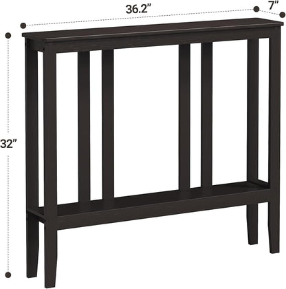 ELYKEN Bamboo 2-Tier Narrow Console Table, 36.2" Long Slim Sofa Table Behind Couch for Entryway, Hallway, Living Room, Brown
