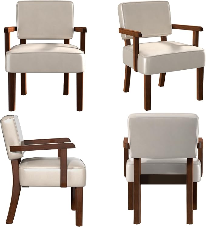 FAGAGA Accent Chair, PU Leather Chair for Living Room Oversized Armchair with Soft Seat and Armrests for Bedroom Dinning Reading Waiting Room (One Chair)