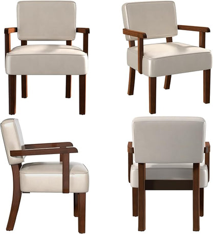 FAGAGA Accent Chair, PU Leather Chair for Living Room Oversized Armchair with Soft Seat and Armrests for Bedroom Dinning Reading Waiting Room (One Chair)