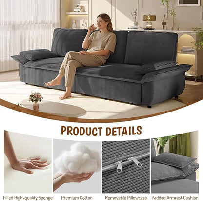 ERYE King Foldable Sleeper Sofa,Oversized 3-in-1 Convertible Pull Out Sleeper Sofabed W/Pillow Armrests,3 Seat Couch Space Saving Sleeper Sofa Bed for Living Room Bedroom