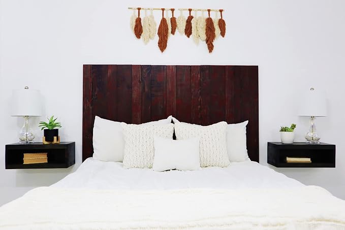Barn Walls Red Dragon Skin Headboard, Modern Design, Solid Wood Headboard, Floating Panels, Wall Mount, Adjustable Height, Easy Assembly, King Size