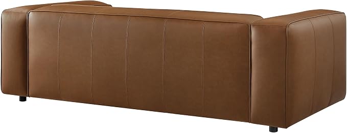 Modway Auren Vegan Leather Sofa in Coffee - Faux Leather Couch - Comfy Modern PU Leather Sofa - Oversized Mid Century Modern Couch for Living Room, Apartment, Loft