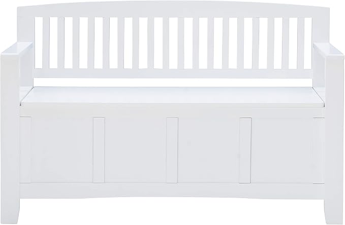 Cynthia White Storage Bench with Flip-Top Lid and Hidden Storage Space by Linon