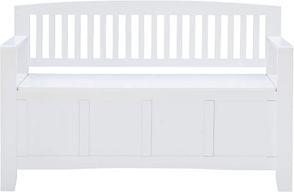 Cynthia White Storage Bench with Flip-Top Lid and Hidden Storage Space by Linon