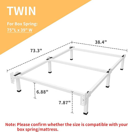Superay Metal Bed Frame, 6-Leg Bed Base, 8 inches Support for Box Spring, Twin, Easy Assembly, White