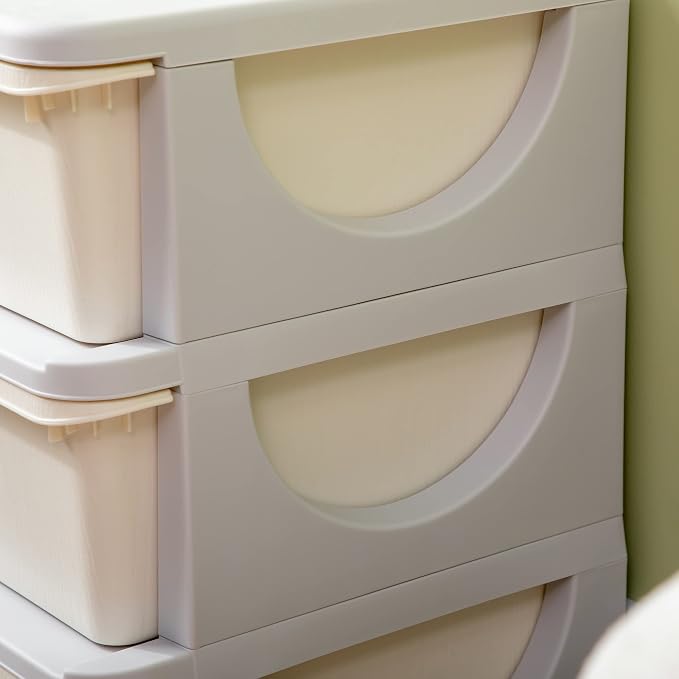 Qaba 3 Drawers Kids Storage Unit, 3 Tier Stackable Toy Organizers and Storage Chest for Bedroom, Nursery, Playroom, Living Room, Boys, Girls, Toddlers, Cream White