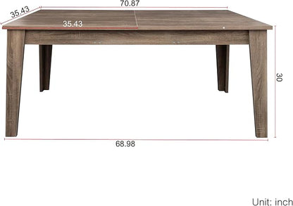 71"-106" Extendable Dining Table for 4-12 People, Space-Saving Extra Long Transformer Table with Extension Leaves Holder, Oak