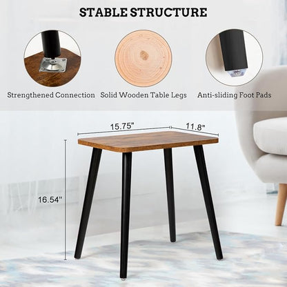 FORAOFUR End Table Set of 2, Modern Wooden Side Table for Living Room, Bedroom, Boho for Small Spaces, Easy Assembly | 2 Pack Wooden legs with modern rectangular design, fits living/bedroom, compact, sturdy, quick assembly with hardware