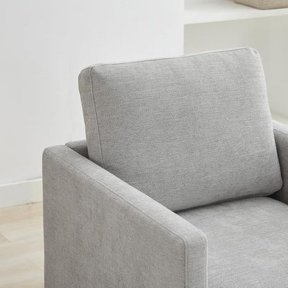 Swivel Accent Chair, 360 Degree Square Swivel Chair for Living Room, Mid Century Modern Upholstered Accent Barrel Chair,Comfy Sofa Armchairs for Bedroom,Nursery,Chenille, Grey