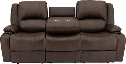 RecPro RV Recliner Charles 80" Powered Triple Wall Hugger | Drop Down Console | RV Furniture with Upgraded 2023 Fabric (Chestnut)