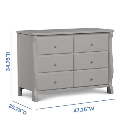 Delta Children Universal 6 Drawer Dresser with Interlocking Drawers - Greenguard Gold Certified, Grey