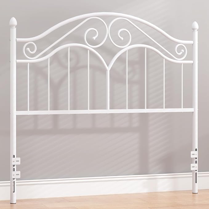 Headboard for Full Size Bed Frame Vintage Platform Bed Metal Headboard Only | Height Adjustable,Sturdy and Stable,Easy Assembly,White