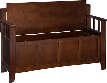 Linon Home Dcor Linon Home Decor Cynthia Storage Bench, 50"w x 17.25"d x 32"h, Walnut