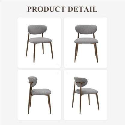 MALOL Upholstered Dining Chairs Set of 4, Curved Back Kitchen Chairs with Metal Legs and Anti Slip Pads, Dining Room Chair for Home and Restaurant, Light Grey