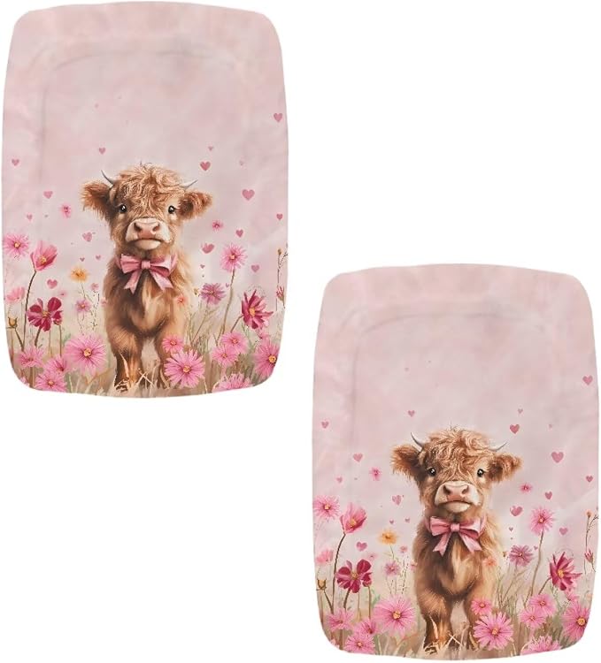 Covers for Bar Stool Seats Highland Cow Daisy Foot Stool Covers Rectangular Valentines Party Decortaion Rectangle Stool Cover Stretch Seat Covers for Bar Stool Chairs