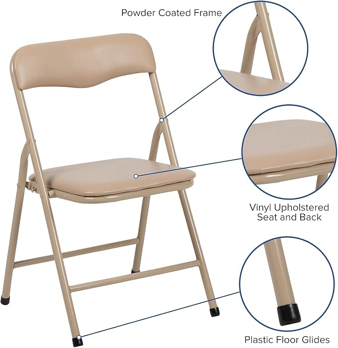 Flash Furniture Mindy Kids 5-Piece Folding Square Table and Chairs Set for Daycare and Classrooms, Children's Activity Table and Chairs Set, Tan