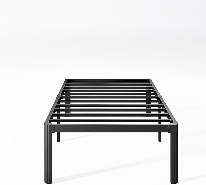 18 Inch High Platform Twin Bed Frame No Box Spring Needed, Metal Bed Frame Twin, Noise Free, Easy Assembly, Heavy Duty, Black