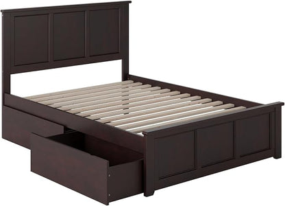AFI, Madison Full Platform Bed with Matching Footboard & Storage Drawers, Espresso