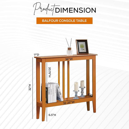 Kings Brand Narrow Console Table w/Storage Shelf, Entryway, Honey Ginger | Narrow Console Table with Storage Shelf – Slim Design Fits Entryways, Hallways, Behind Sofas, Shelf Décor, Books, Essentials