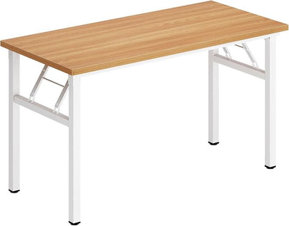 DlandHome 47 inches Folding Table Computer Desk Portable ActivityTable Conference Table Home Office Desk, Fully Assembled Teak and White DND-ND5-120TW