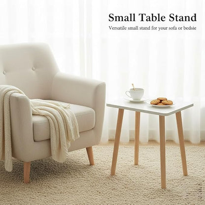 FORAOFUR Small Side Table, Modern Wood Mini Coffee Table, Easy Assembly Compact End Table for Living Room Bedroom Sofa, Minimalist White Accent Furniture for Small Spaces