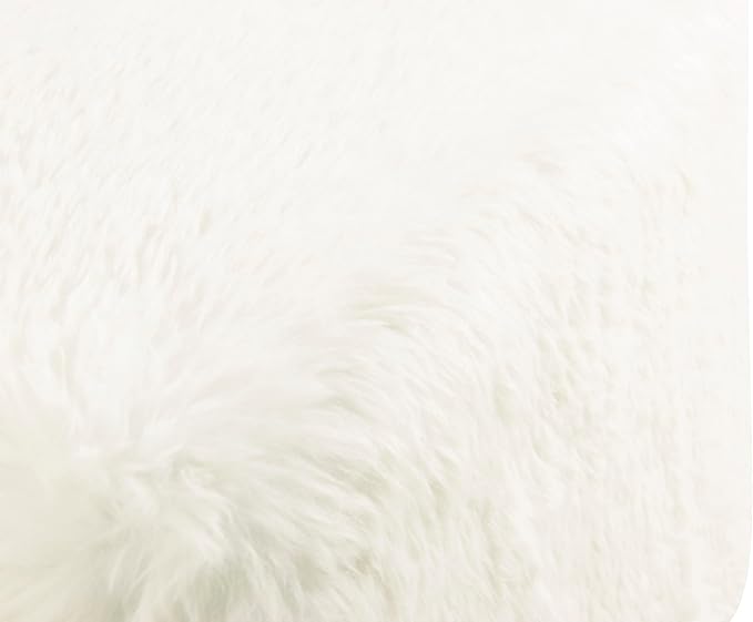 HomePop 16" Cube Ottoman - White Faux Fur