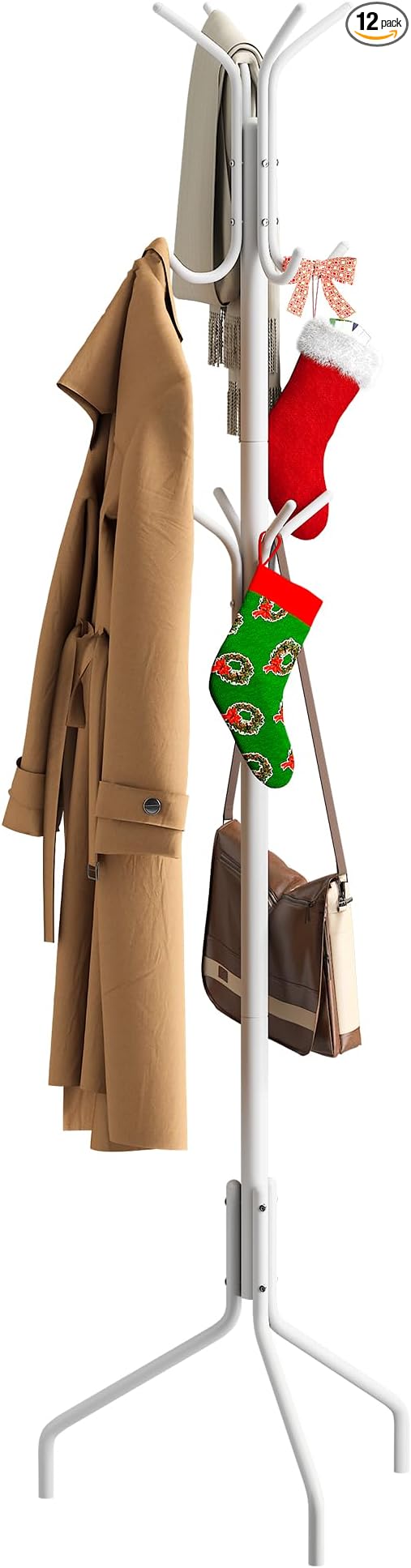 Coat Rack Freestanding Coat Tree Standing Hat Hanger Jacket Organizer Rack Metal,18.3" L x 18.3" W x 71.5" H,White