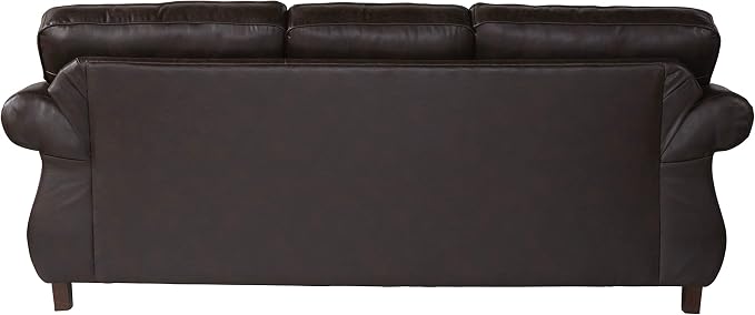 Leinster Faux Leather Sofa with Antique Bronze Nailheads in Espresso