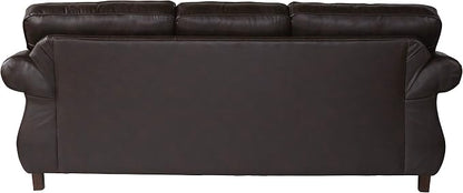 Leinster Faux Leather Sofa with Antique Bronze Nailheads in Espresso