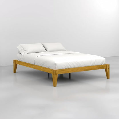 Bme Chalipa 14” King Bed Frame - Solid Wood Platform Bed - Japanese Joinery Bed Frame - Wood Slat Support - No Box Spring Needed - Easy Assembly - Minimalist & Modern Style, Golden Natural