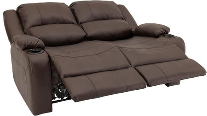 RecPro Charles 58" Powered Double RV Wall Hugger Recliner Sofa RV Loveseat with Upgraded 2023 Fabric (Chestnut)