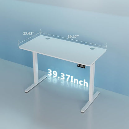 Shintenchi Standing Desk, Height Adjustable Electric Sit Stand up Desk, Ergonomic Rising Computer Table, 40x24 Inch Modern Lift Gaming Desk Workstation for Home Office, White
