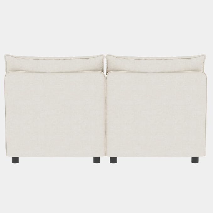 129-Inch U-Shaped 6 Seat Modular Sofa Deep Seat Storage Sectional Sofa Couch Free Combination with Movable Ottomans ,6 Seat Chenille Upholstered U-Shaped Convertible Sleeper Couch for Home Apartment | Space Saving