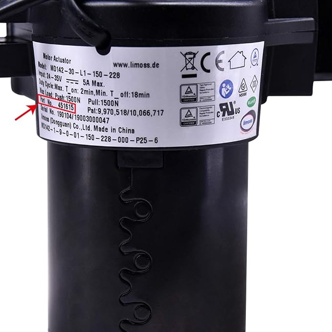 Limoss 451615 Model MD142-30-L1-150-228 Power Recliner Lift Chairs Motor Actuator Replacement