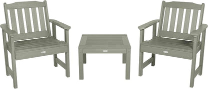 Highwood AD-KITCHGL2-EUC 2 Lehigh Garden Chairs with 1 Square Side Table 3-Piece Set, Eucalyptus