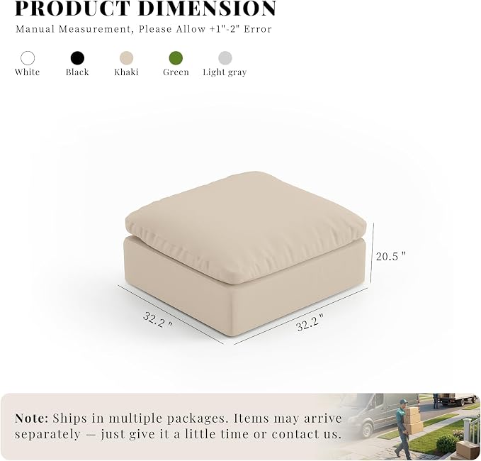 Oversize Cloud Modular Sectional Sofa,Chaise Down Filled Comfort Sofa Detachable Couch Cushion Covers for Living Room Apartment,Khaki