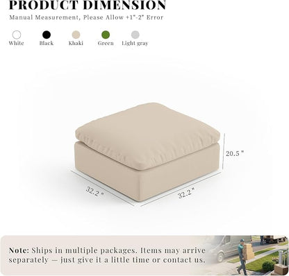 Oversize Cloud Modular Sectional Sofa,Chaise Down Filled Comfort Sofa Detachable Couch Cushion Covers for Living Room Apartment,Khaki