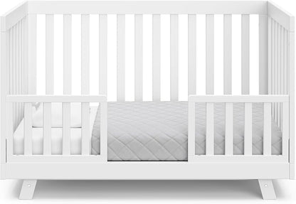 Storkcraft Beckett 3-in-1 Convertible Crib – GREENGUARD Gold Certified, Fits Standard Crib Mattress, Converts to Toddler Bed and Daybed, 4 Mattress Heights, Grow-with-Me Design (White)