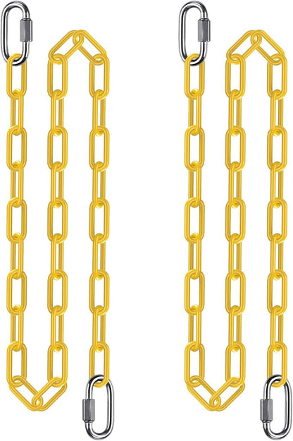 SELEWARE 2 Pack 80 Inch Hanging Swing Chain with 4 Carabiners, 1000LB Capacity Plastic Coated Hanging Chains, Hammock Hardware Kit for Swing, Hanging Chair, Punching Bags, Indoor Outdoor Gym (Yellow)