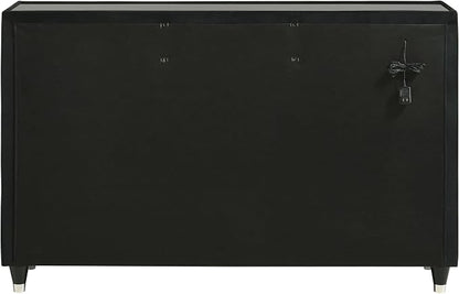 Coaster Home Furnishings - Lorient - Wood and Velvet - 8-Drawer Dresser with LED Lighting, Quilted Fronts and Crystal Knobs - Bedroom - Black - 223163