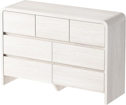 AMERLIFE Drawer Tall Dresser for Bedroom, Modern Storage Cabinet with Anti-Tip Kit, Rounded Corners & Easy Assembly, White Wood Chest for Closet (White, 15.8" D x 48.8" W x 33.3" H (7 Drawers))