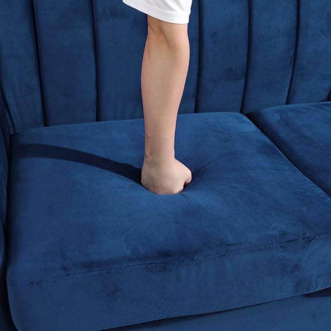 Accent Chair, Single Couch Chair with Style Button Tufted, Scroll Arms and Nailhead for Living Room, Office, Apartment, Blue