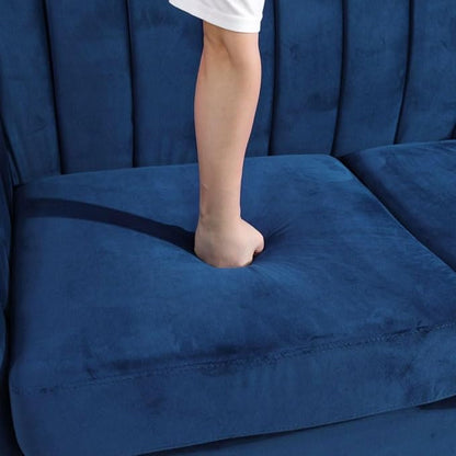 Accent Chair, Single Couch Chair with Style Button Tufted, Scroll Arms and Nailhead for Living Room, Office, Apartment, Blue