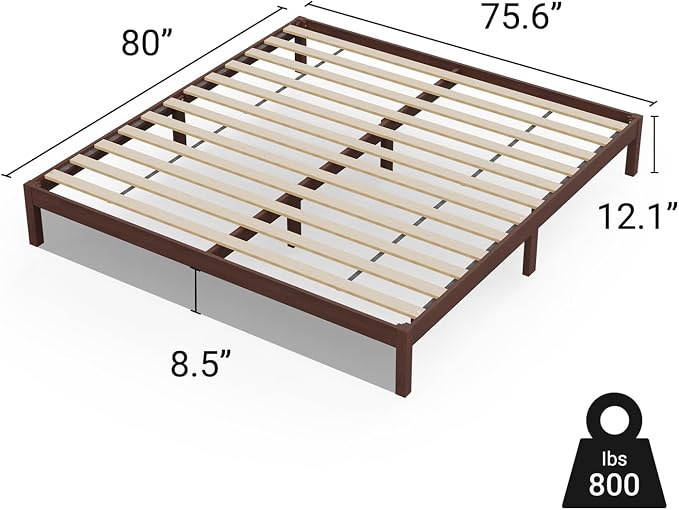 LIFEMENT King Bed Frame Classic Wood Platform, Noise Free, Under Bed Storage, No Box Spring Needed, Easy Assembly, Espresso