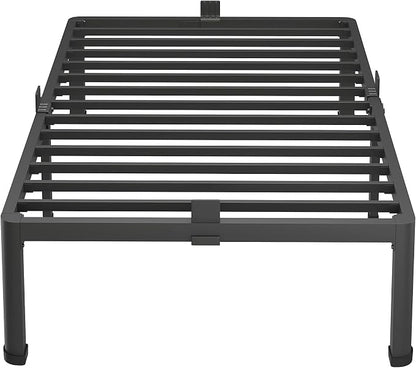 MAF 16 Inch Twin XL Bed Frames with Round Corner Legs Mattress Slide Stopper No Box Spring Needed Heavy Duty Metal Platform Bed Frame Under-Bed Storage Space, 3000 LBS Steel Slats Support