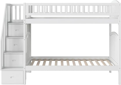 AFI, Westbrook Staircase Bunk Bed Twin Over Twin, White