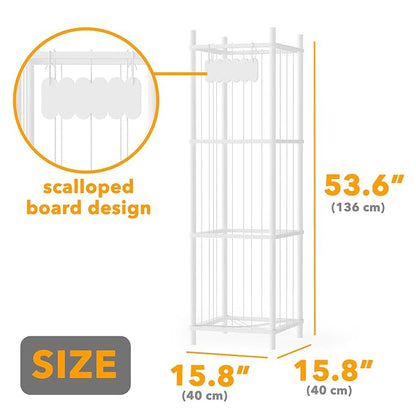 SpaceAid Stuffed Animal Storage Organizer, Wood Animals Zoo Toy Plushies Storage Holder, Large Capacity Plush Toy Cage for Playroom Organization, 15.8" Wide, White