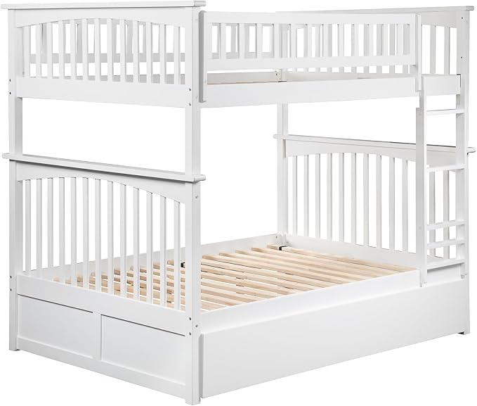 AFI, Columbia Ladder Bunk Bed Full Over Full with Twin Trundle, White