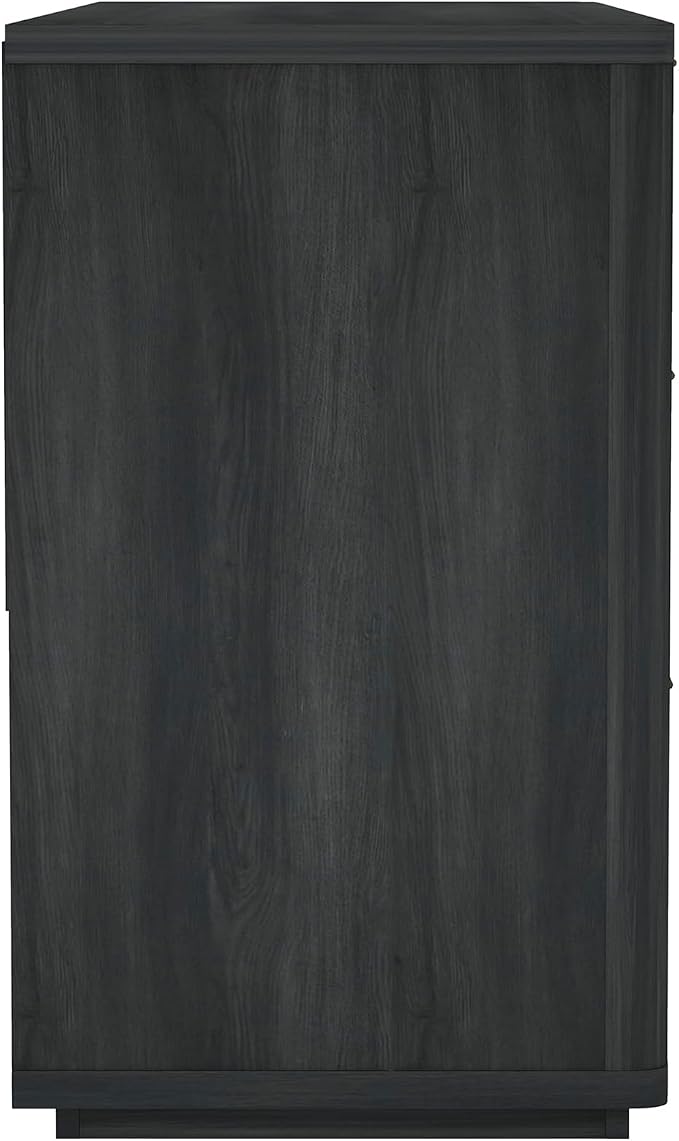 Manhattan Comfort Evelyn 60" Wide Modern Wood Dresser with 6 Drawers, Premium Storage Drawers with Rounded Edges and Brushed Gold Handles, Versatile Home Furniture, Charcoal Gray